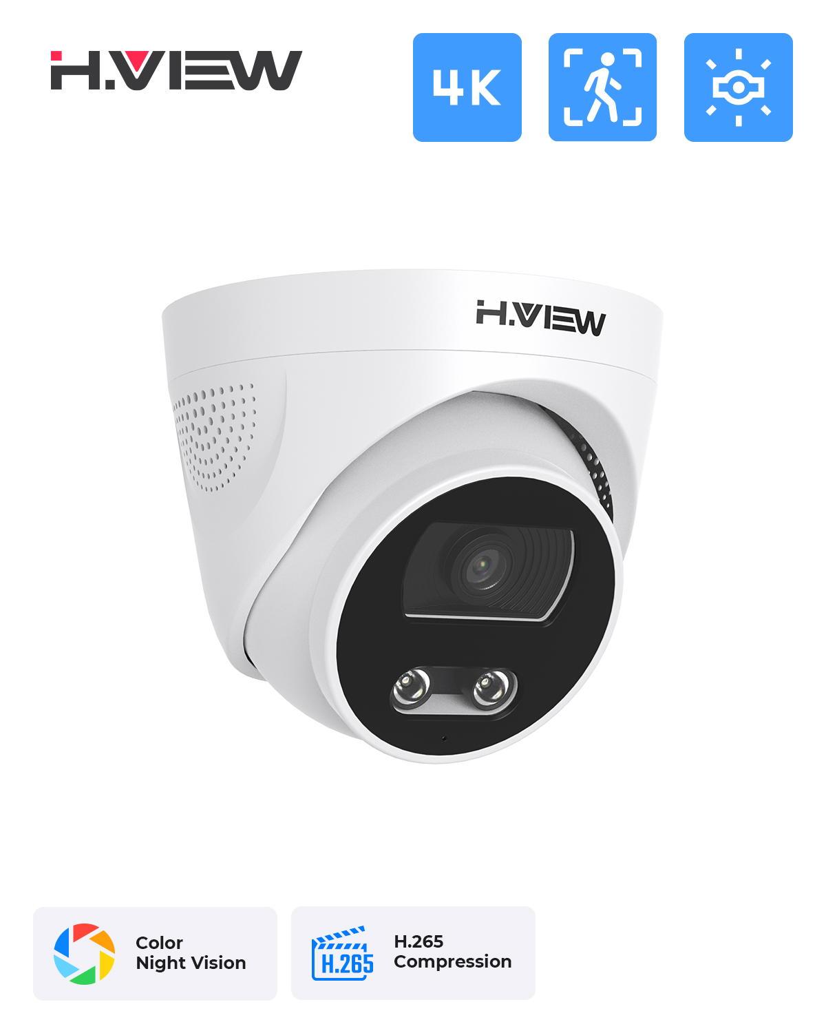 H.View 8Mp Poe Ip Camera Ai Fa - Home Cinema Outdoor บทวิจารณ์และราคา