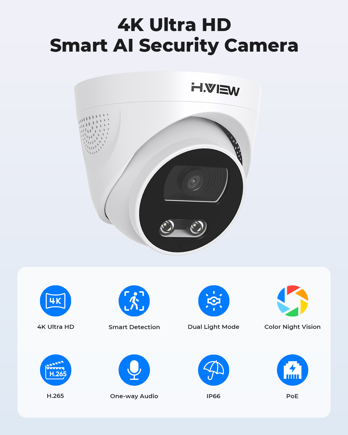 H.View 8Mp Poe Ip Camera Ai Fa - Home Cinema Outdoor บทวิจารณ์และราคา