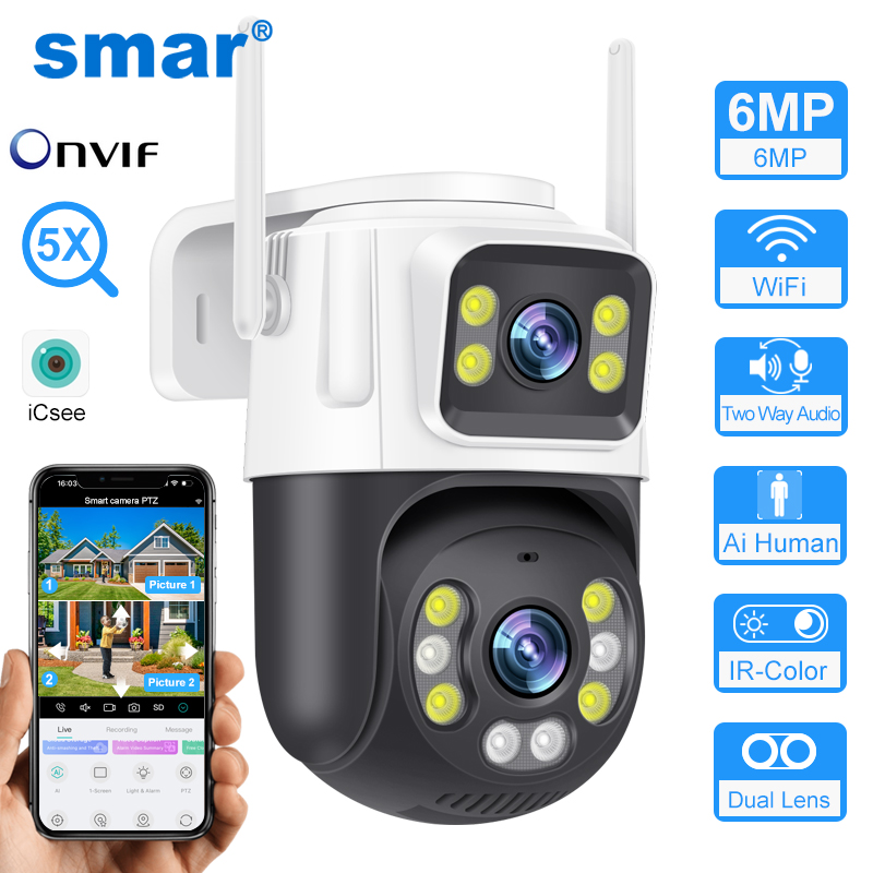 Smar PTZ Wifi Camera 6MP Dual  - Home Cinema Outdoor บทวิจารณ์และราคา