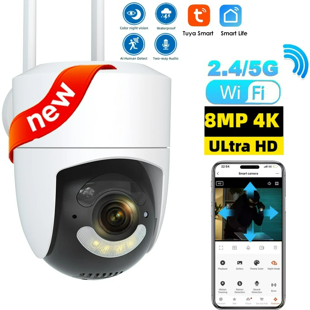 4K 8MP Tuya WiFi Camera Outdoo - Home Cinema Outdoor บทวิจารณ์และราคา