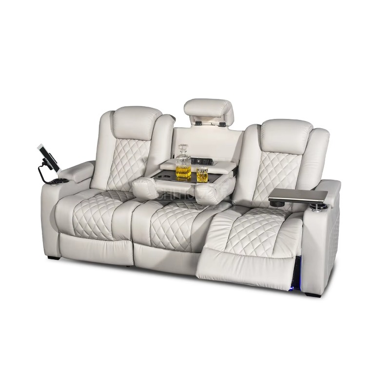 White Color 3seater Electric C - Home Cinema Recliner Chairs บทวิจารณ์และราคา