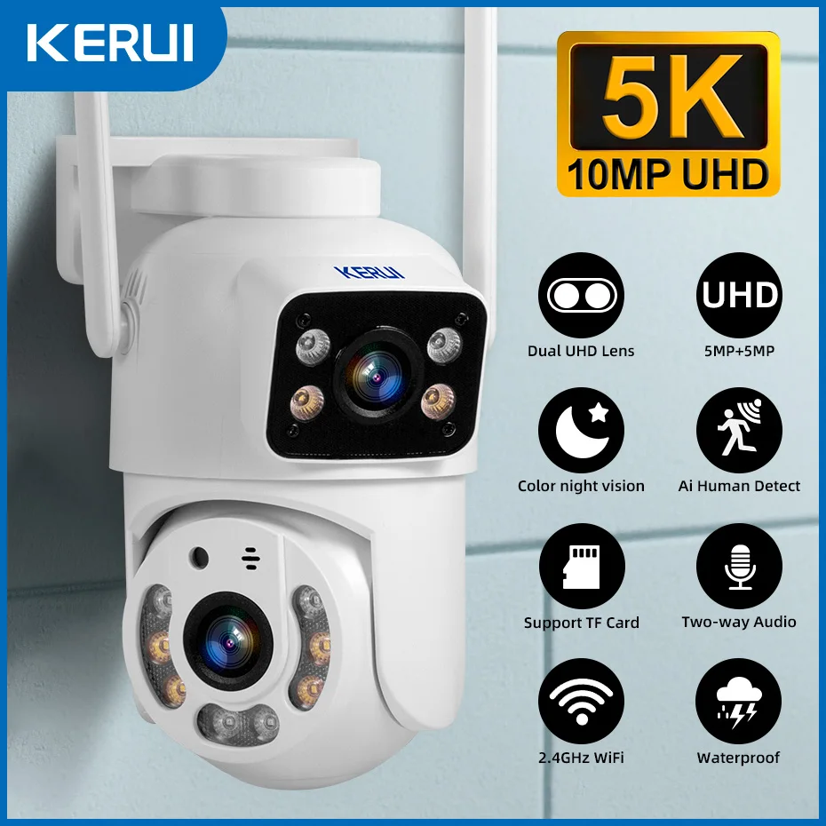 KERUI Dual Lens HD 10MP 5K PTZ - Home Cinema Outdoor บทวิจารณ์และราคา